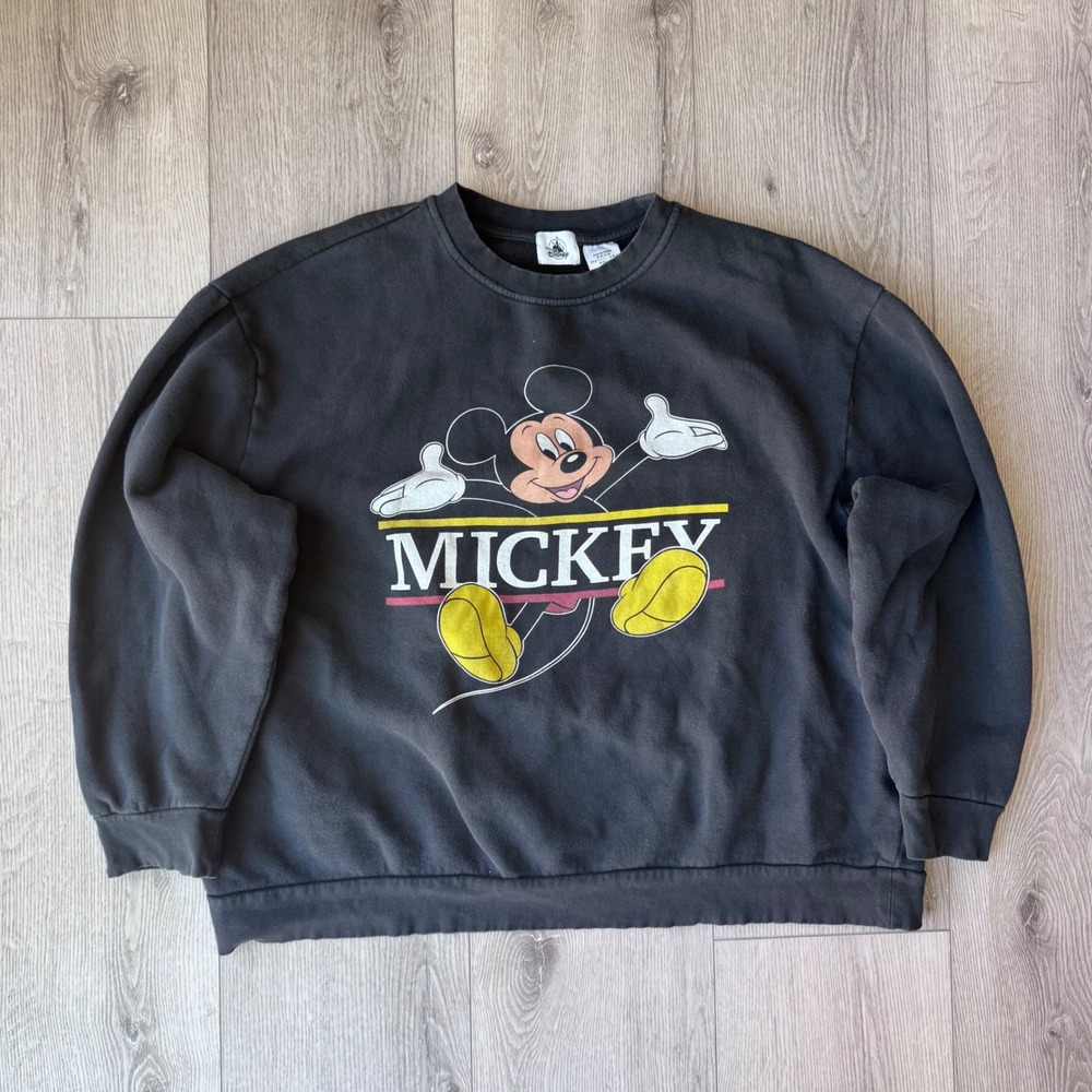 Disney Disneyland Resort Mickey Mouse Oversized Sweatshirt Faded Black 3XL